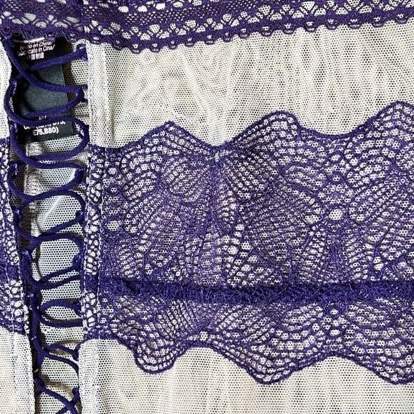 Victoria's Secret NWT Purple Lace Sheer Mesh Teddy Lingerie Size Medium - Picture 3 of 4